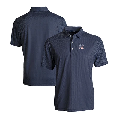 Men's Cutter & Buck Navy/White New York Yankees Stars & Stripes Pike Eco Symmetry Print Stretch Recycled Polo