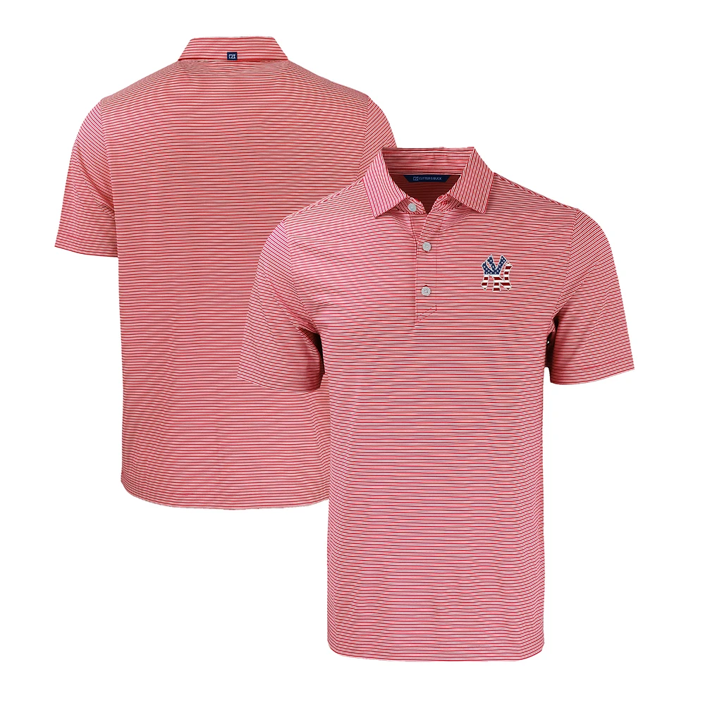 Men's Cutter & Buck Red/White New York Yankees Stars & Stripes Forge Eco Double Stripe Stretch Recycled Polo