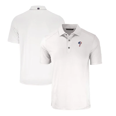 Men's Cutter & Buck White Philadelphia Phillies Stars Stripes Forge Eco Stretch Recycled Polo