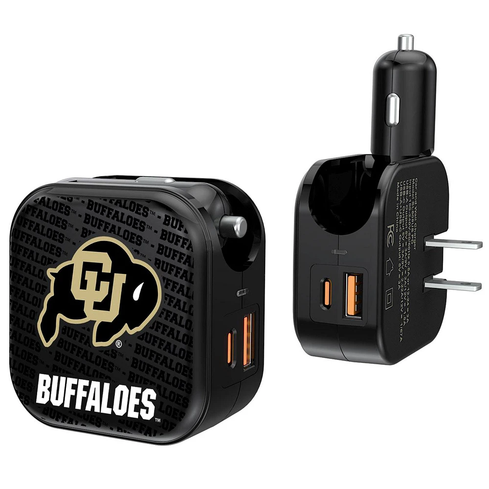 Keyscaper Black Colorado Buffaloes Two-In-One USB A/C Charger