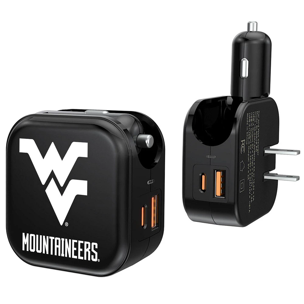 Keyscaper Black West Virginia Mountaineers Two-In-One USB A/C Charger