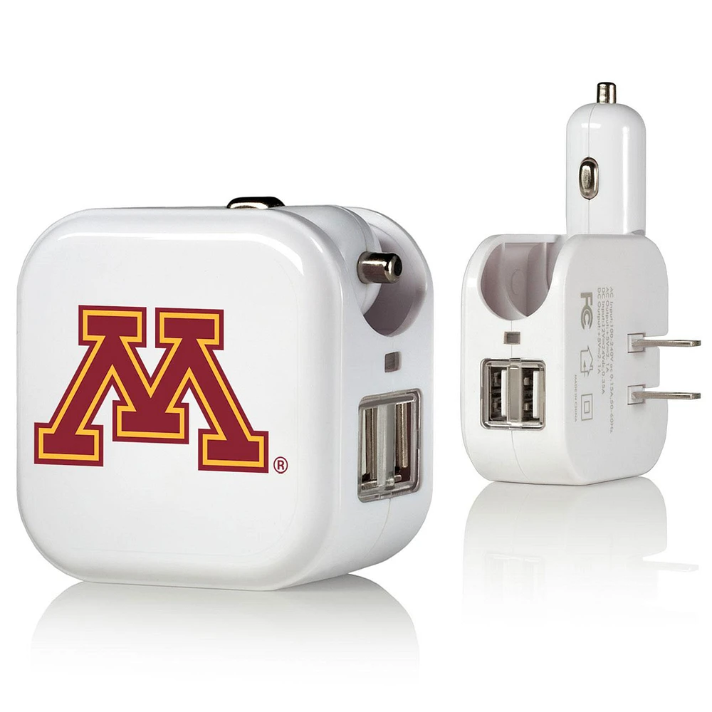 Keyscaper White Minnesota Golden Gophers Two-In-One USB Charger
