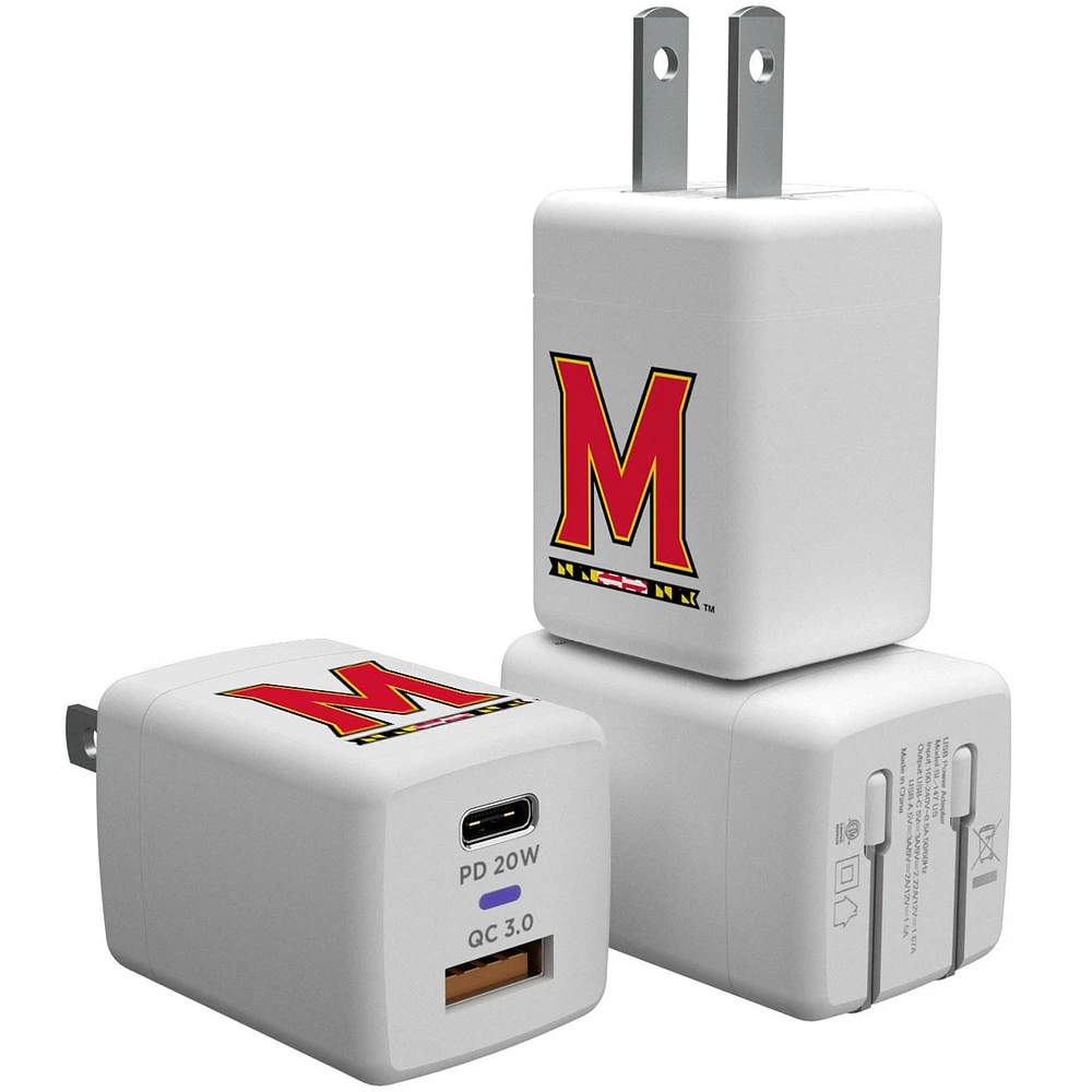 Keyscaper White Maryland Terrapins USB A/C Charger