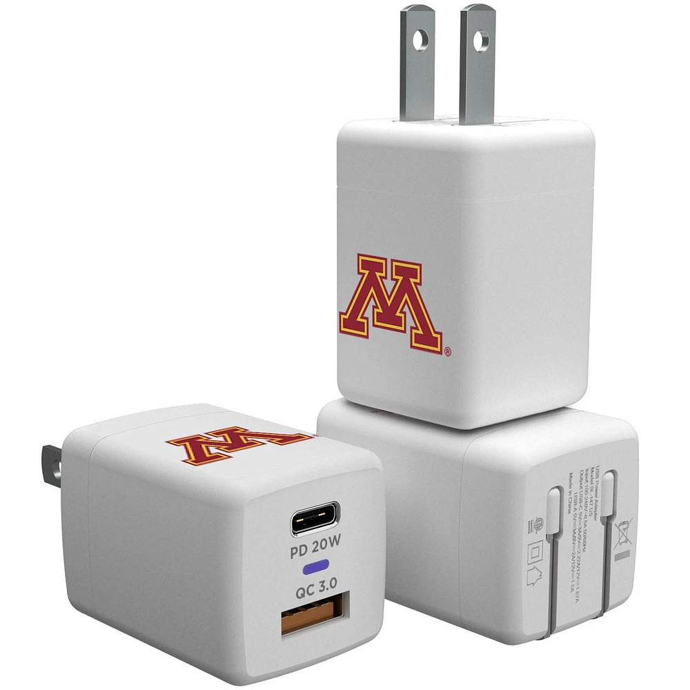 Keyscaper White Minnesota Golden Gophers USB A/C Charger