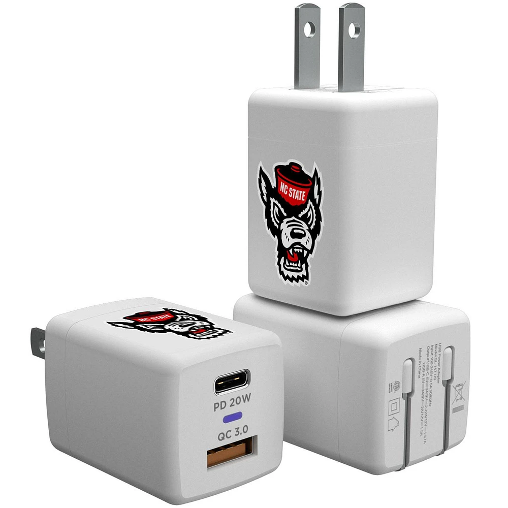 Keyscaper White NC State Wolfpack USB A/C Charger