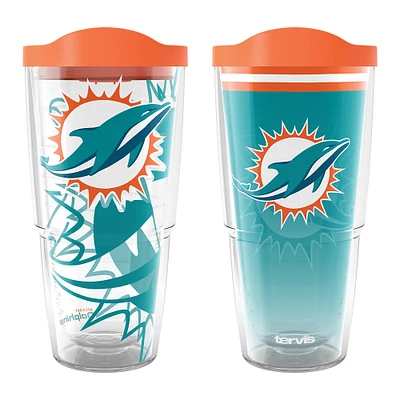 Tervis Miami Dolphins 24oz NFL 2 PACK Genuine & Forever Fan