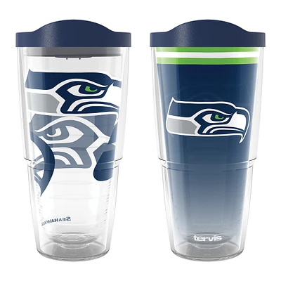 Tervis Seattle Seahawks 24oz NFL 2 PACK Genuine & Forever Fan