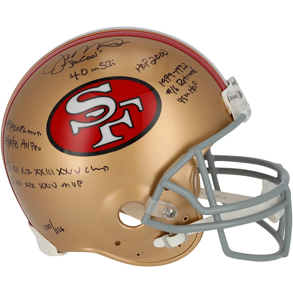 Joe Montana San Francisco 49ers Autographed Riddell 1964-1995 Throwback Authentic Helmet with Multiple Inscriptions - Limited Edition of 116