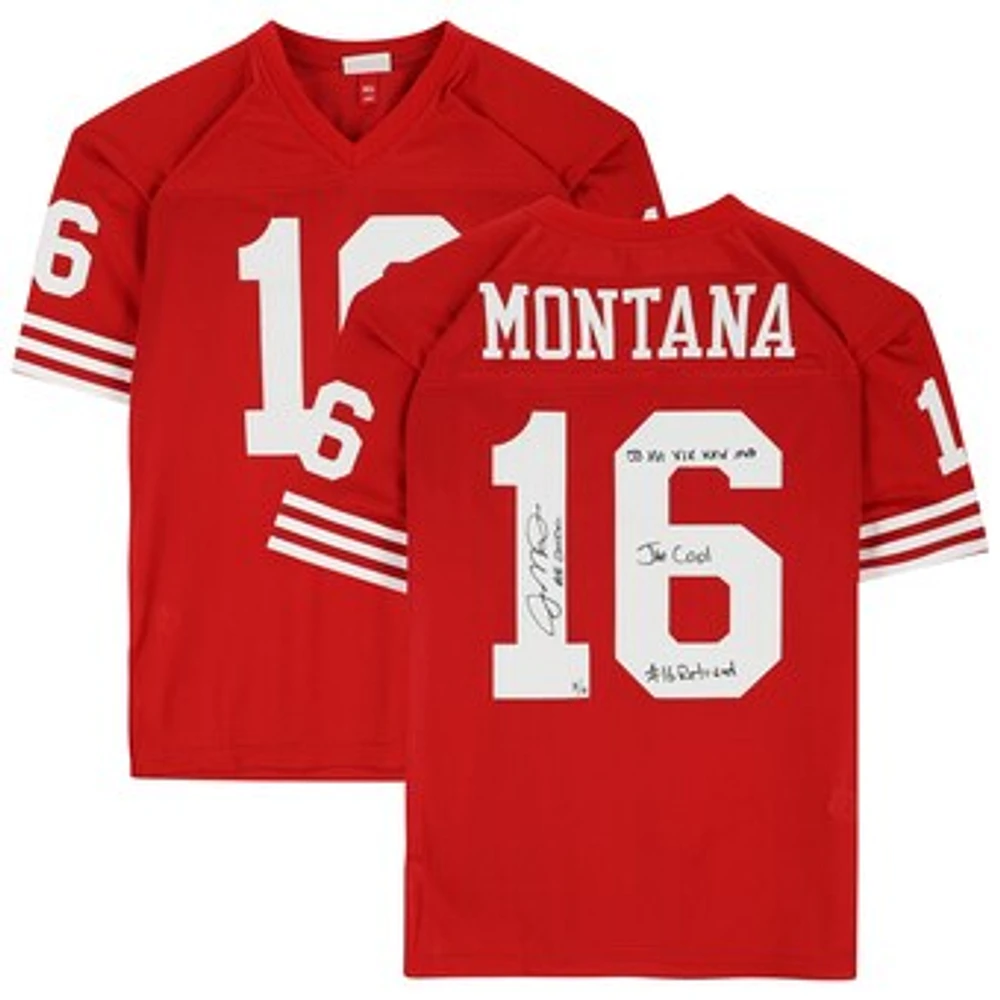 Joe Montana San Francisco 49ers Autographed Mitchell & Ness Replica Jersey with Career Accomplishment Inscriptions - Limited Edition of 16