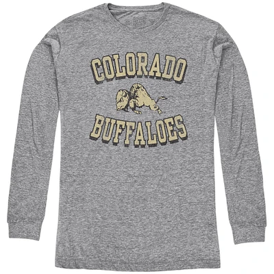 Youth Original Retro Brand Heather Gray Colorado Buffaloes Arch Tri-Blend Long Sleeve T-Shirt