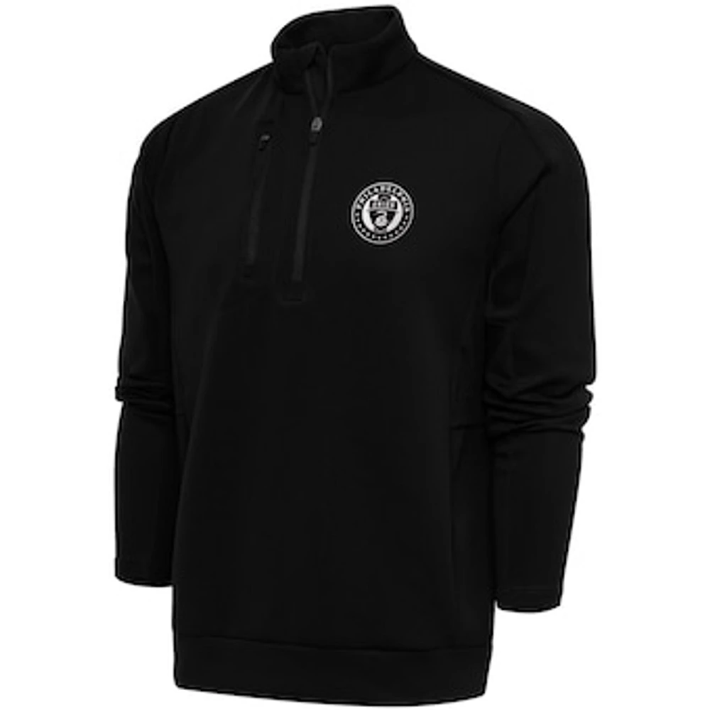 Men's Antigua Black Philadelphia Union Brushed Metallic Big & Tall Generation Quarter-Zip Top