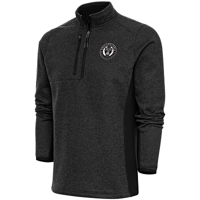 Men's Antigua Heather Black Philadelphia Union Brushed Metallic Course Quarter-Zip Top