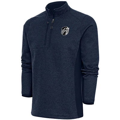 Men's Antigua Heather Navy St. Louis City SC Brushed Metallic Course Quarter-Zip Top