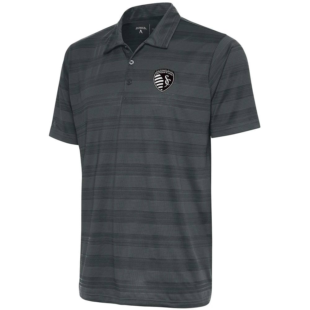 Men's Antigua Charcoal Sporting Kansas City Brushed Metallic Compass Polo