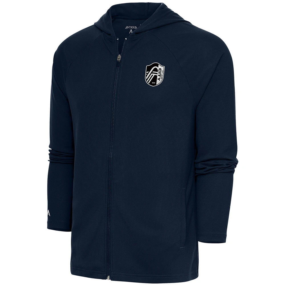 Men's Antigua Navy St. Louis City SC Brushed Metallic Legacy Raglan Full-Zip Hoodie
