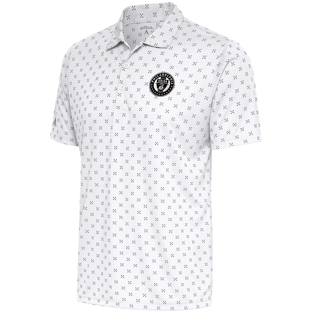 Men's Antigua White Philadelphia Union Brushed Metallic Spark Polo