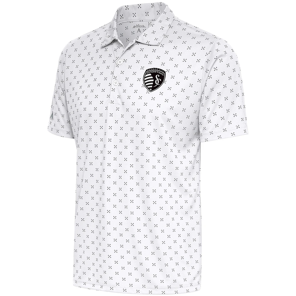 Men's Antigua White Sporting Kansas City Brushed Metallic Spark Polo