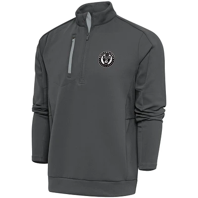 Men's Antigua Charcoal Philadelphia Union Brushed Metallic Generation Quarter-Zip Top