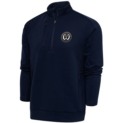 Men's Antigua Navy Philadelphia Union Brushed Metallic Generation Quarter-Zip Top