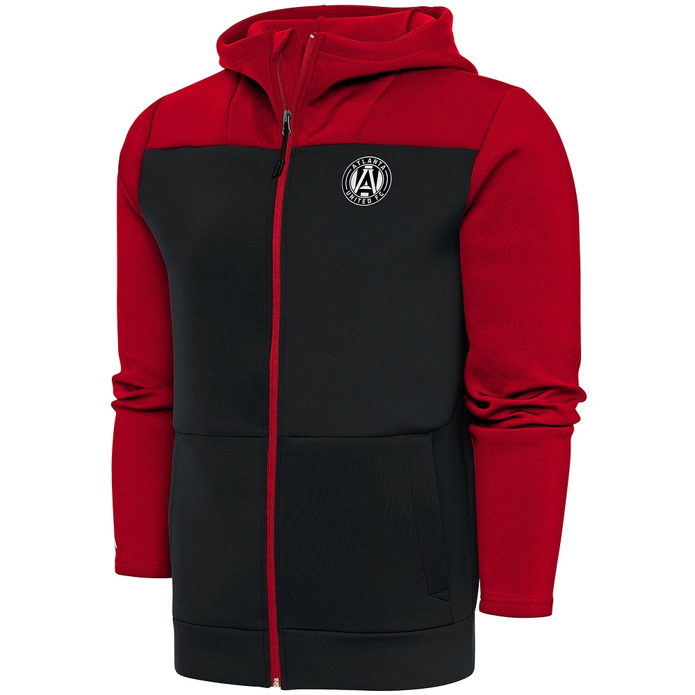 Men's Antigua Red/Gray Atlanta United FC Brushed Metallic Protect Full-Zip Hoodie