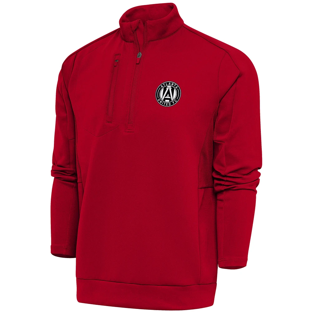 Men's Antigua Red Atlanta United FC Brushed Metallic Generation Quarter-Zip Top