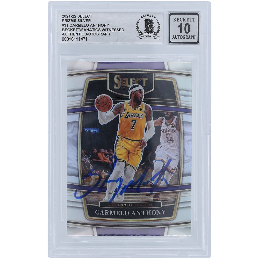 Carmelo Anthony Los Angeles Lakers Autographed 2021-22 Panini Select Silver Prizm #31 Beckett Fanatics Witnessed Authenticated 10 Card