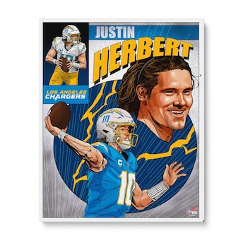 Justin Herbert Los Angeles Chargers Unsigned 16" x 20" Photo Print - Art by Brian Kong
