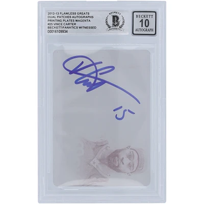 Vince Carter Dallas Mavericks Autographed 2012-13 Panini Flawless Printing Plate #25 #1/1 Beckett Fanatics Witnessed Authenticated 10 Card