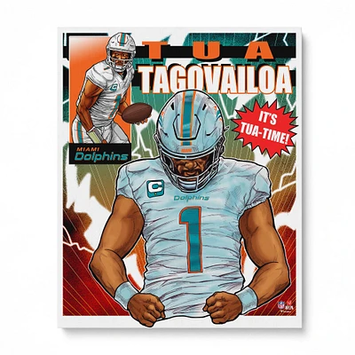 Tua Tagovailoa Miami Dolphins Unsigned 16" x 20" Photo Print - Art by Brian Kong