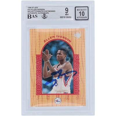 Allen Iverson Philadelphia 76ers Autographed 1996-97 Upper Deck UD3 Hardwood Prospects #14 Beckett Fanatics Witnessed Authenticated /10 Rookie Card