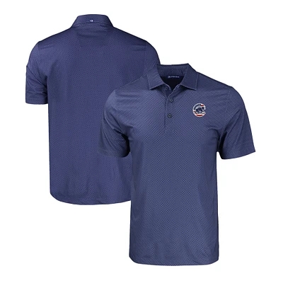Men's Cutter & Buck Navy Chicago Cubs Stars Stripes Big Tall Pike Eco Tonal Geo Print Stretch Recycled Polo