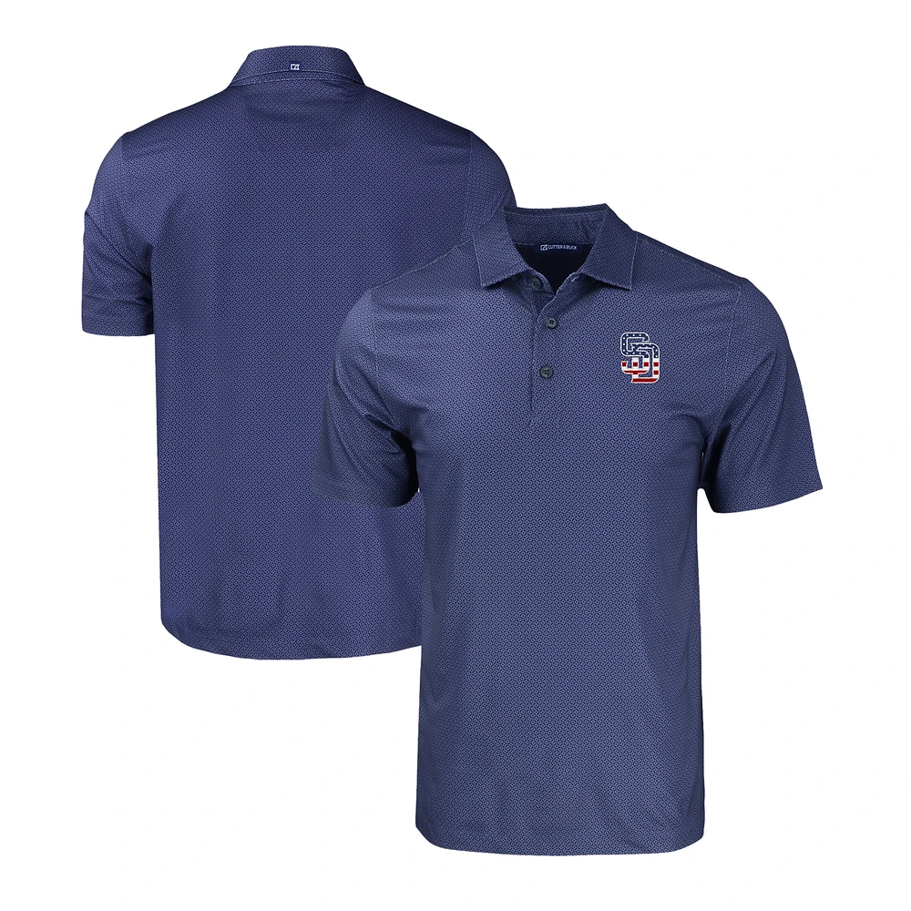 Men's Cutter & Buck Navy San Diego Padres Stars Stripes Big Tall Pike Eco Tonal Geo Print Stretch Recycled Polo
