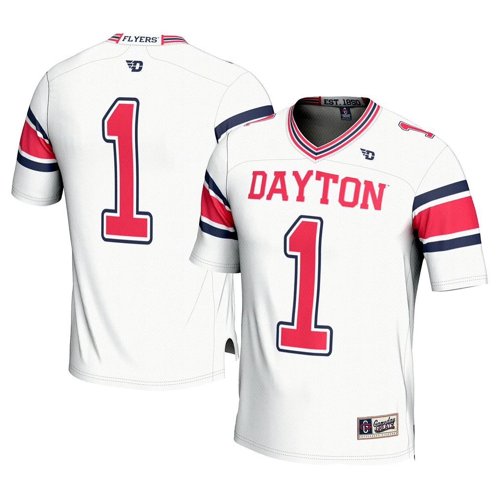 Men's GameDay Greats #1 White Dayton Flyers Football Jersey