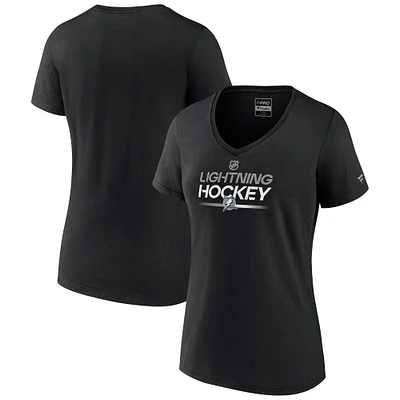 Women's Fanatics Black Tampa Bay Lightning Alternate Wordmark V-Neck T-Shirt