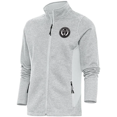 Women's Antigua Gray Philadelphia Union Brushed Metallic Course Full-Zip Jacket