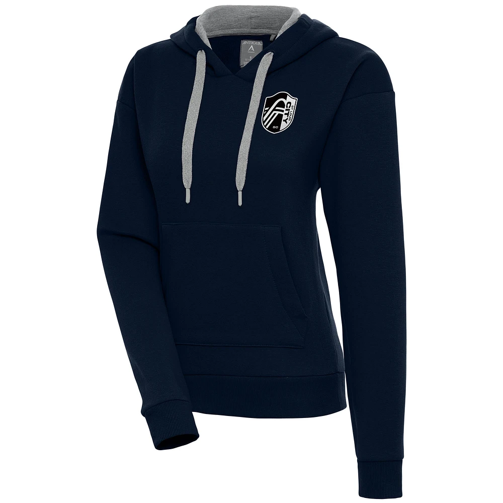 Women's Antigua Navy St. Louis City SC Brushed Metallic Victory Pullover Hoodie