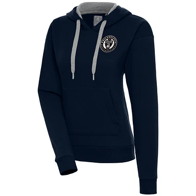 Women's Antigua Navy Philadelphia Union Brushed Metallic Victory Pullover Hoodie