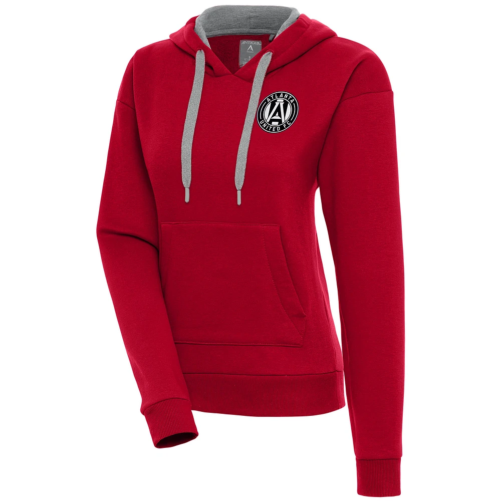 Women's Antigua Red Atlanta United FC Brushed Metallic Victory Pullover Hoodie