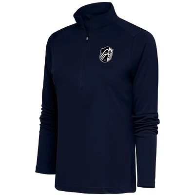 Women's Antigua Navy St. Louis City SC Brushed Metallic Tribute Half-Zip Top