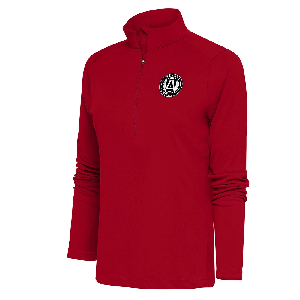 Women's Antigua Red Atlanta United FC Brushed Metallic Tribute Half-Zip Top