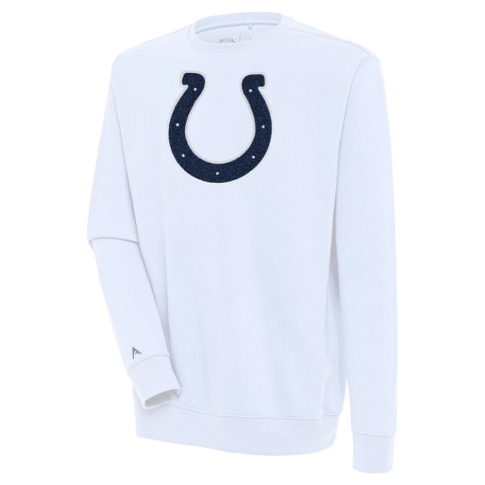 Men's Antigua White Indianapolis Colts Victory Crewneck Pullover Sweatshirt