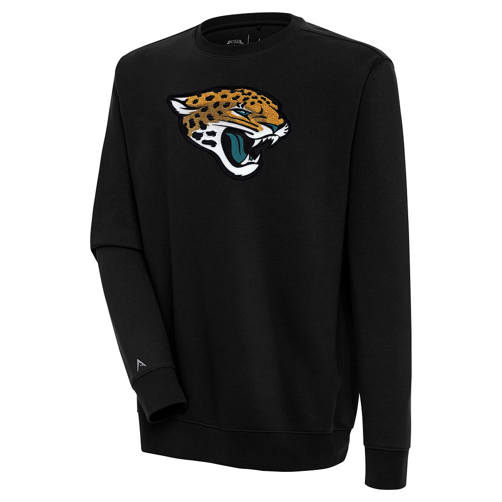 Men's Antigua Black Jacksonville Jaguars Victory Crewneck Pullover Sweatshirt