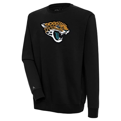 Men's Antigua  Black Jacksonville Jaguars Victory Crewneck Pullover Sweatshirt