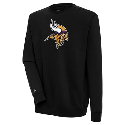 Men's Antigua Black Minnesota Vikings Victory Crewneck Pullover Sweatshirt