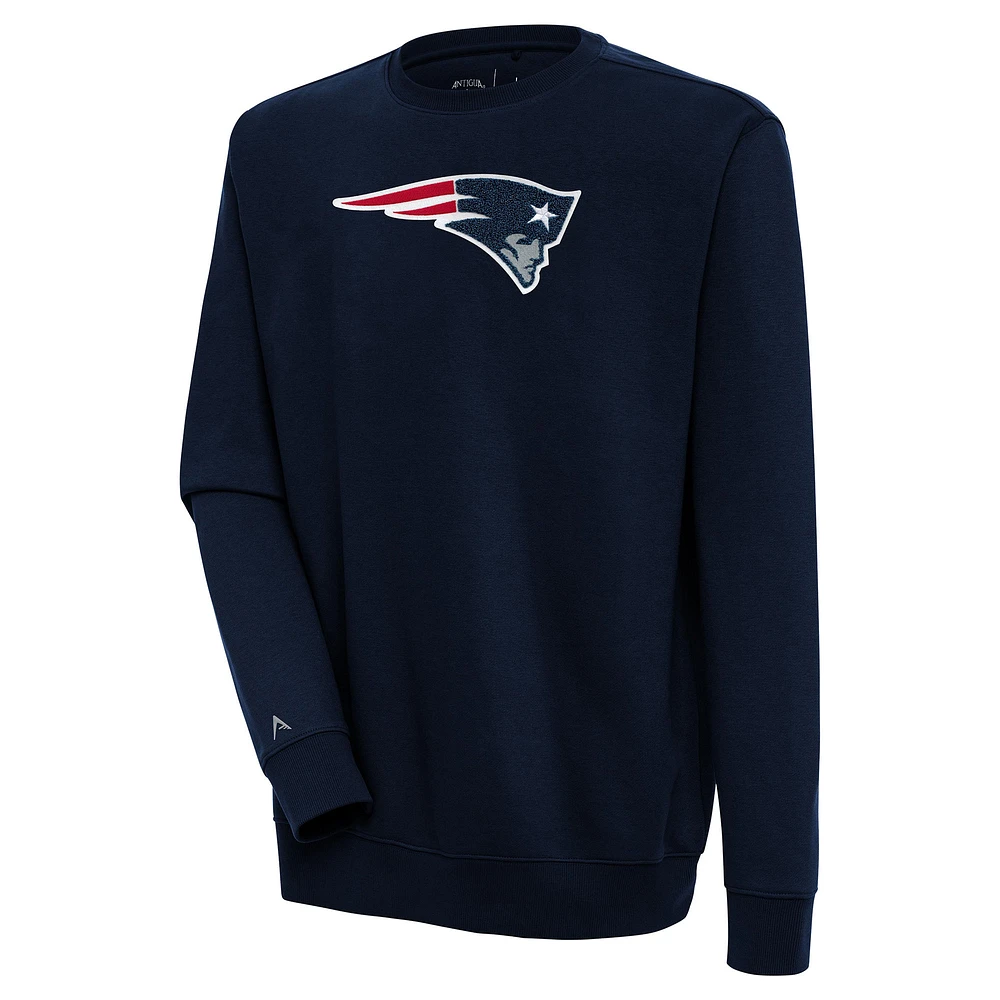 Men's Antigua Navy New England Patriots Victory Crewneck Pullover Sweatshirt