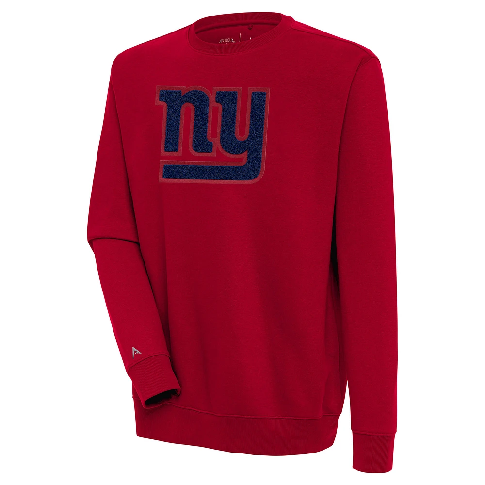 Men's Antigua Red New York Giants Victory Crewneck Pullover Sweatshirt