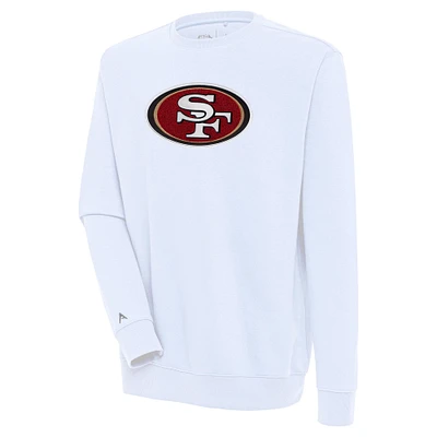 Men's Antigua  White San Francisco 49ers Victory Crewneck Pullover Sweatshirt