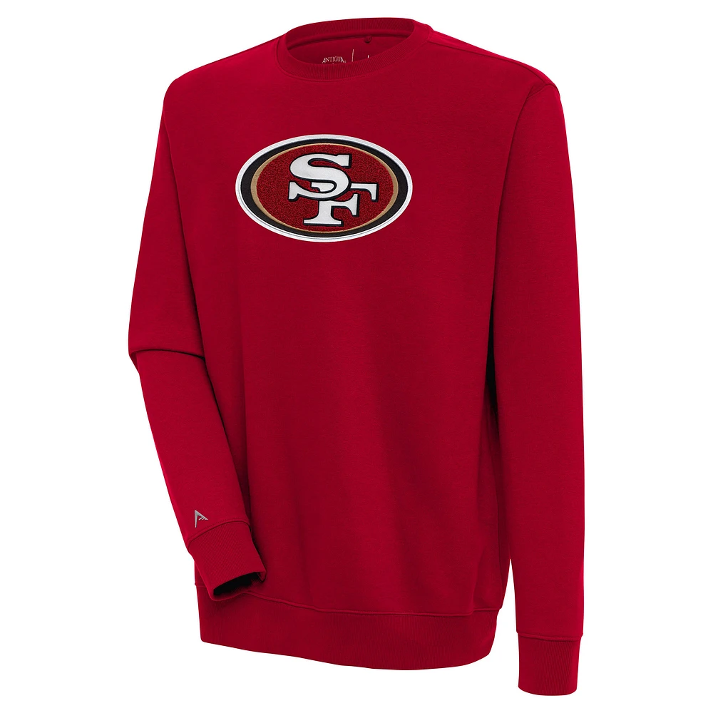Men's Antigua Red San Francisco 49ers Victory Crewneck Pullover Sweatshirt