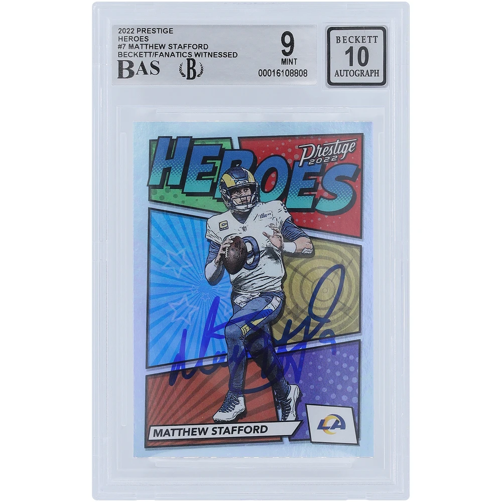 Matthew Stafford Los Angeles Rams Autographed 2022 Panini Prestige Heroes #H-7 Beckett Fanatics Witnessed Authenticated 9/10 Card
