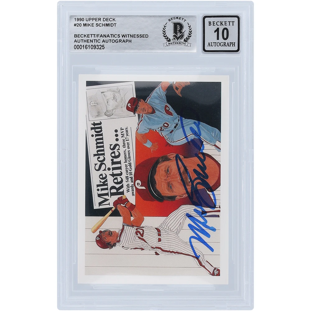 Mike Schmidt Philadelphia Phillies Autographed 1990 Upper Deck Series1 #20 Beckett Fanatics Witnessed Authenticated 10 Card